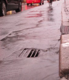 Stormwater inlet in street